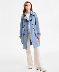 Steve Madden Women's Double-Breasted Denim Trench Coat