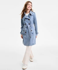 Steve Madden Women's Double-Breasted Denim Trench Coat