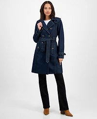 Steve Madden Women's Double-Breasted Denim Trench Coat