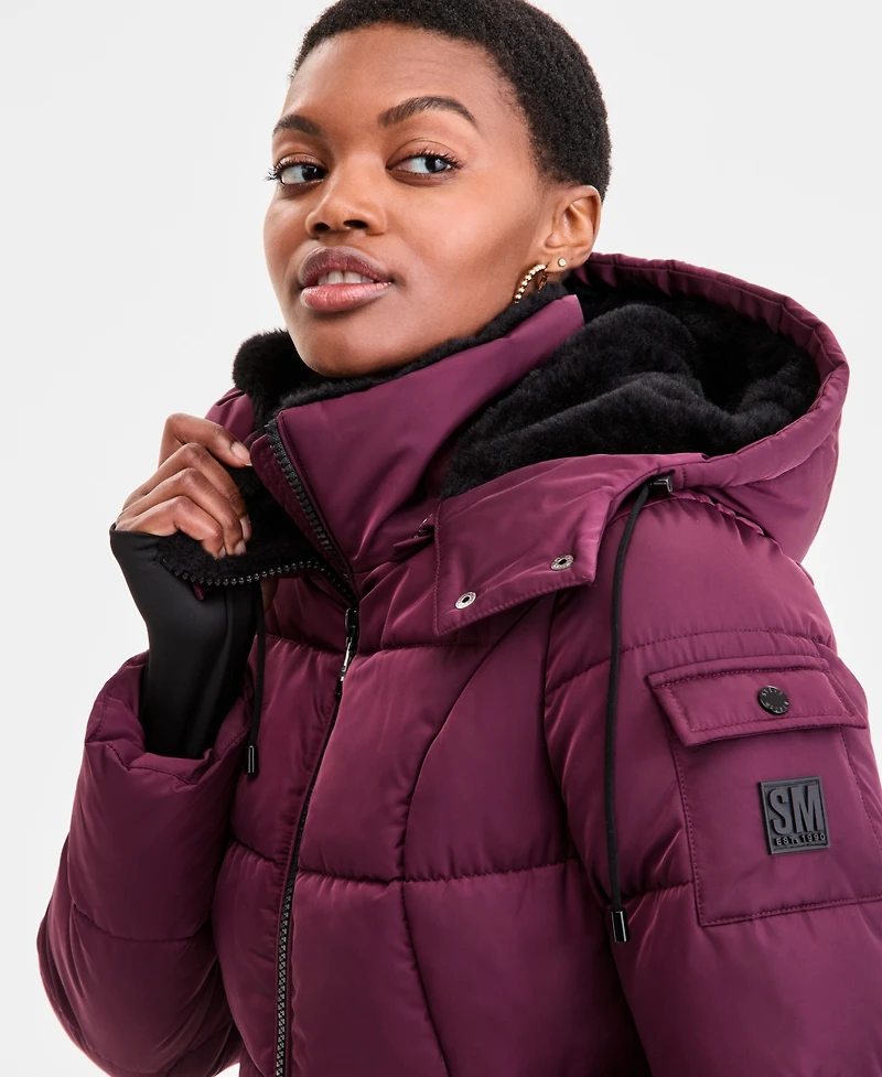 Steve Madden Women's Faux-Fur-Trim Hooded Puffer Coat