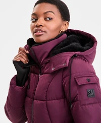 Steve Madden Women's Faux-Fur-Trim Hooded Puffer Coat
