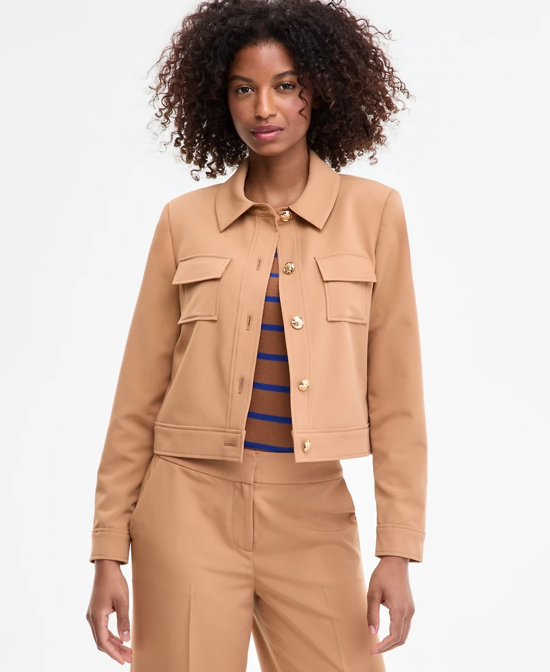 Tahari Asl Women's Cropped Button-Front Jacket, Regular & Petites