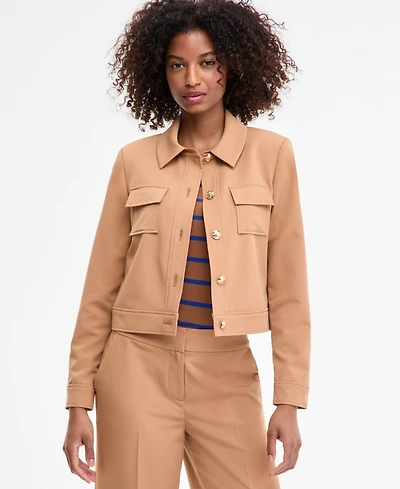 Tahari Asl Women's Cropped Button-Front Jacket, Regular & Petites