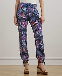 Lauren Ralph Petite Print Linen Cargo Ankle Pants