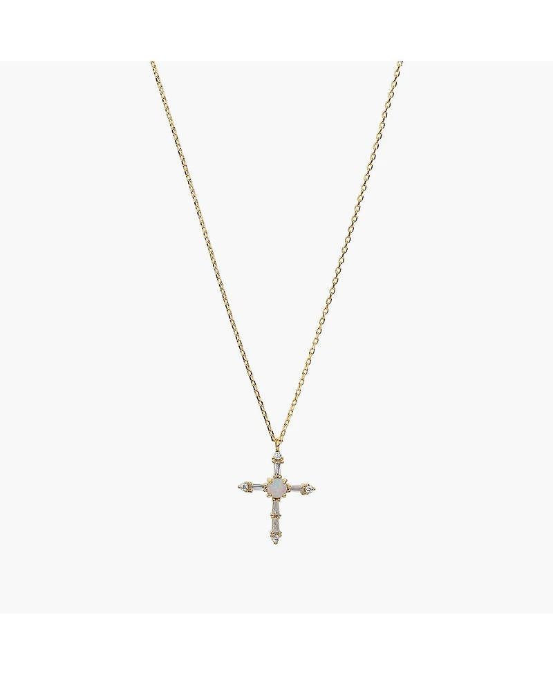 Opal Cross Necklace – Minimalist Summer Jewelry, Trending for Summer