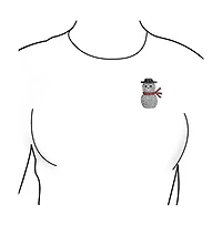 Bling Jewelry Winter Holiday White Glitter Crystal Snowman Scarf Brooch Pin Silver Plated