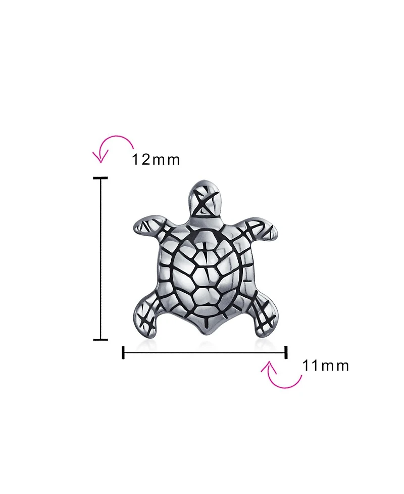 Bling Jewelry Oval Nautical Sea Turtle Charm Bead in Oxidized Sterling Silver for Bracelets