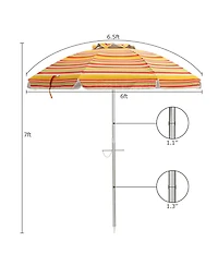 Gymax 6.5Ft Beach Umbrella w/ Tilt Mechanism Sand Anchor Carrying Bag