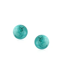 Bling Jewelry 8MM Natural Stone Round Bead Ball Stud Earrings .925 Sterling Silver
