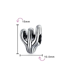 Bling Jewelry Southwestern Sonoran Desert Cactus Charm Bead in Oxidized Sterling Silver