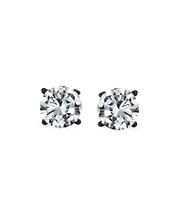 Bling Jewelry Round Cubic Zirconia Cz Solitaire Stud Earrings Rose Gold Plated Sterling Silver Screwback