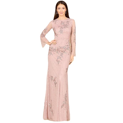 Lara Women's Long Sleeve, High Neck Beaded Gown - Outlet