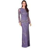 Lara Women's Long Sleeve, High Neck Beaded Gown - Outlet
