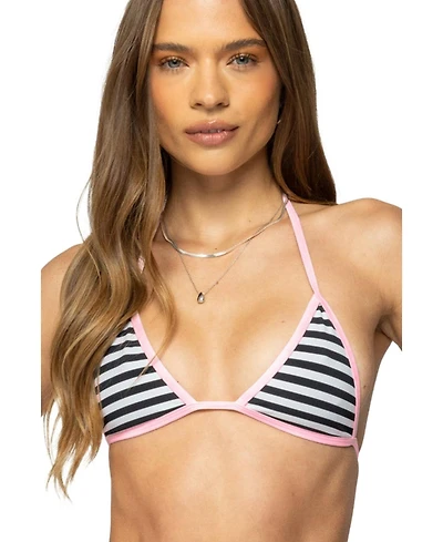 Edikted Women's Jayla Striped Triangle Bikini Top