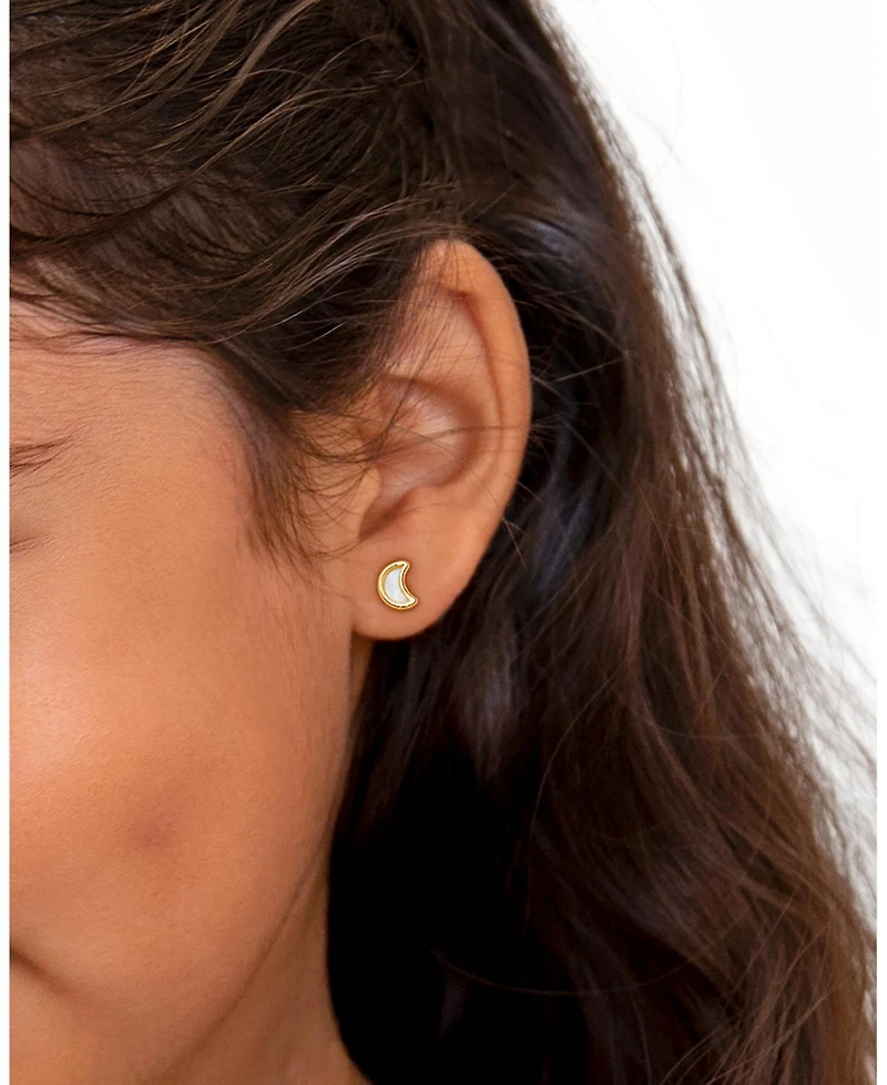 Tiny Blessings Children's 14K Gold Genuine Dream Moon Studs Girls' Screw Back Earrings