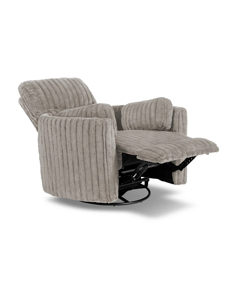 Furniture of America 41" Jorvien Modern Chenille Power Swivel Glider Recliner with Pillows