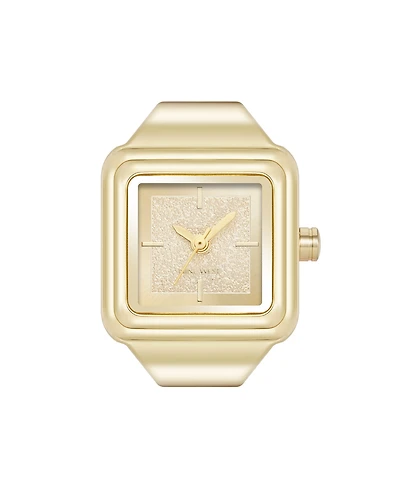 Nine West Women's Quartz Polished Square Gold-Tone Metal Alloy Ring Watch, 21mm