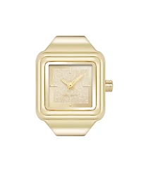 Nine West Women's Quartz Polished Square Gold-Tone Metal Alloy Ring Watch, 21mm