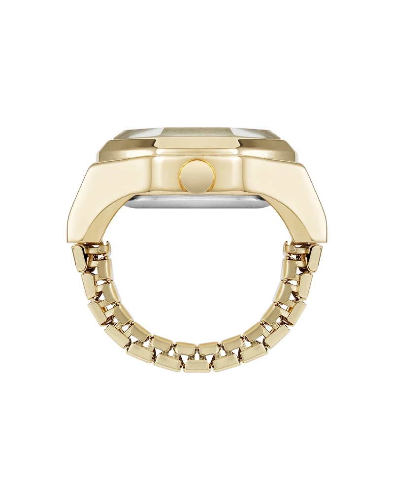 Nine West Women's Quartz Octagonal Ombre Glitter Gold-Tone Metal Alloy Ring Watch, 23mm