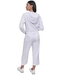 Dkny Sport Women's Cotton-Blend Stud-Logo Full Zip Hoodie