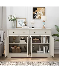 Streamdale Vintage White Sideboard with Drawers and Doors for Storage