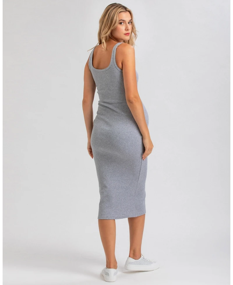 Pietro Brunelli Maternity Maternity Sleeveless Square Neck Rib Knit Super Stretch Belle Dress