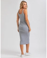 Pietro Brunelli Maternity Maternity Sleeveless Square Neck Rib Knit Super Stretch Belle Dress