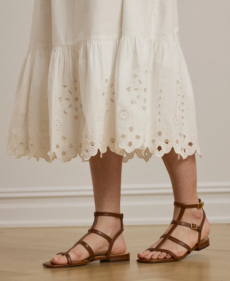 Lauren Ralph Women's Eyelet Cotton Broadcloth Midi Skirt