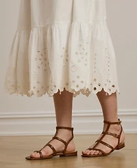 Lauren Ralph Women's Eyelet Cotton Broadcloth Midi Skirt
