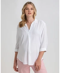 Pietro Brunelli Maternity Classic Collared 3/4 Sleeve Blouse Panarea