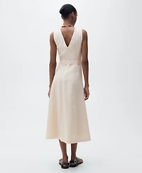 Mango Women's Belt Linen Dress