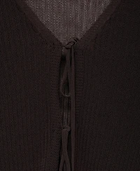 Mango Women's Ribbed Knit Bows Cardigan Sweater