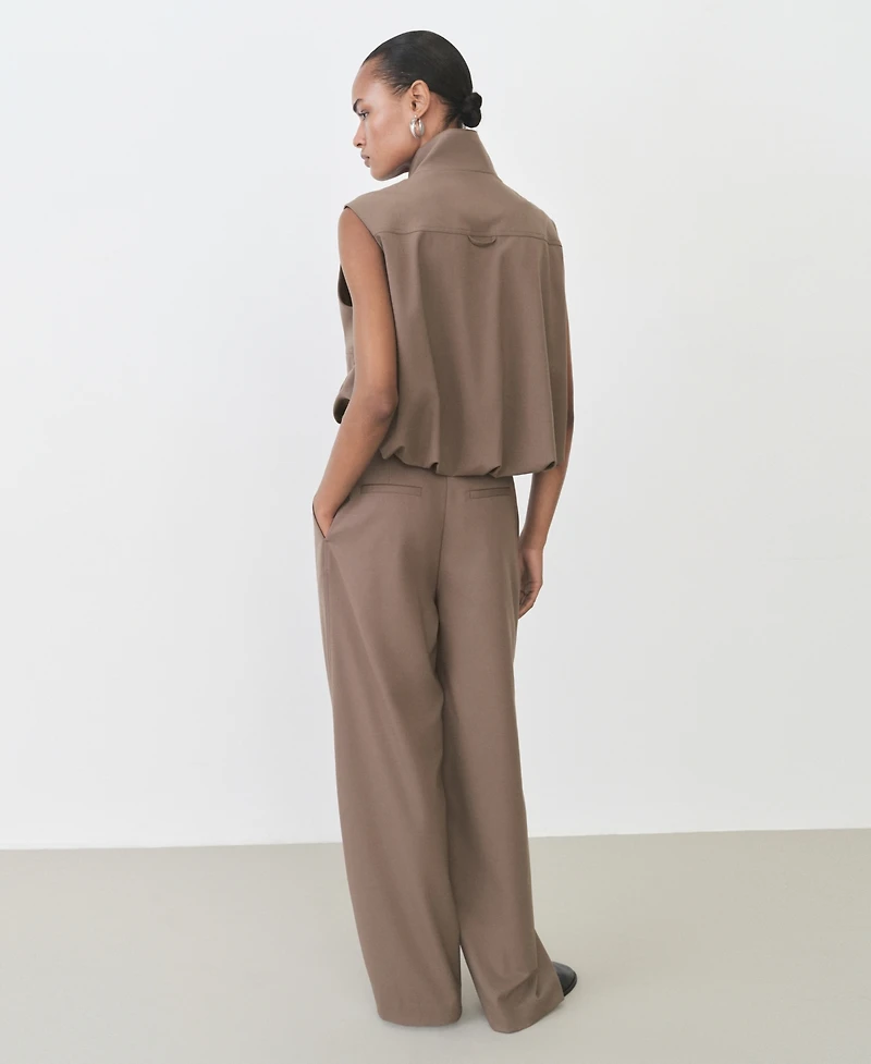 Mango Women's Belt Straight-Fit Trousers Pants