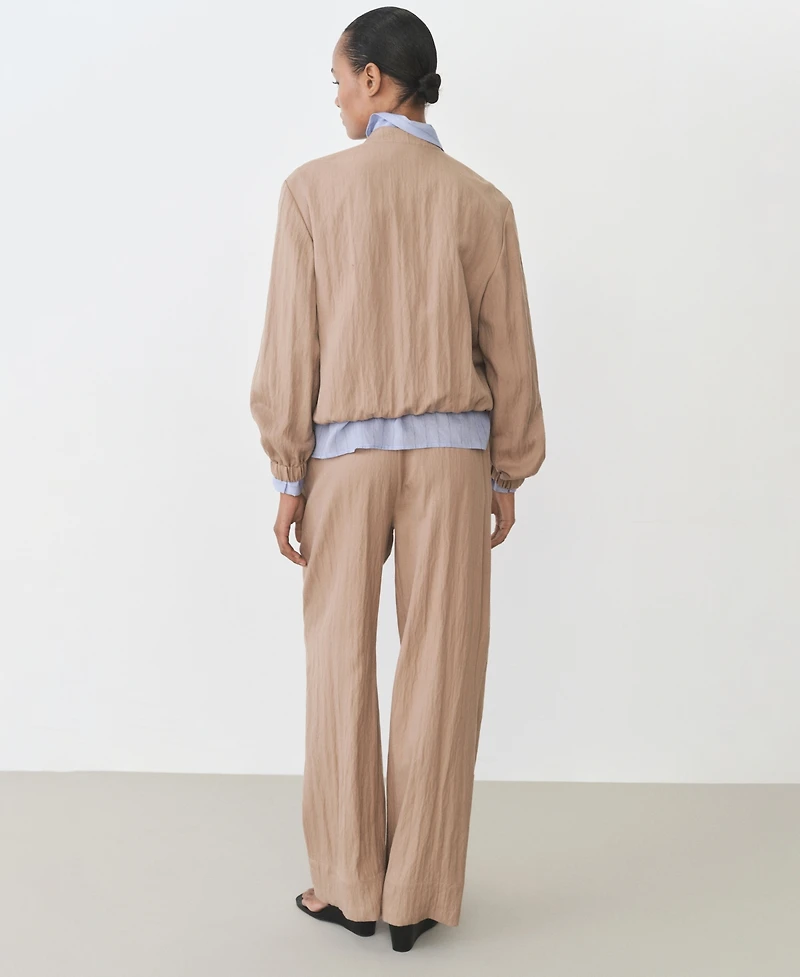 Mango Women's Straight Lyocell Texture Pants