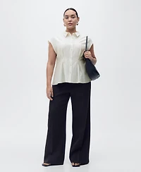 Mango Women's Short Sleeve Pleated Shirt