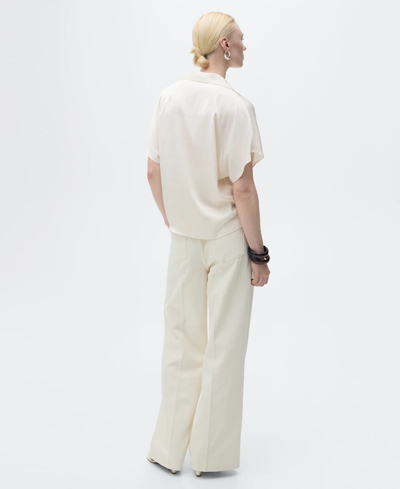 Mango Women's Short-Sleeved Satin Shirt