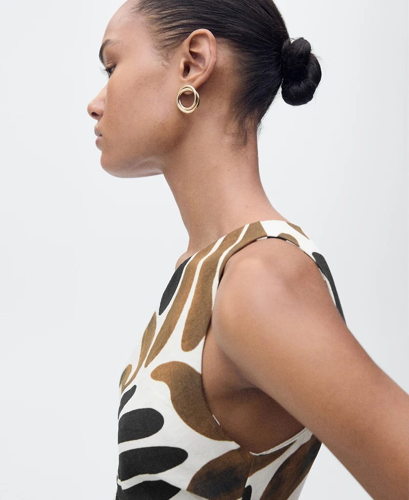 Mango Women's Abstract Leaf Print Dress