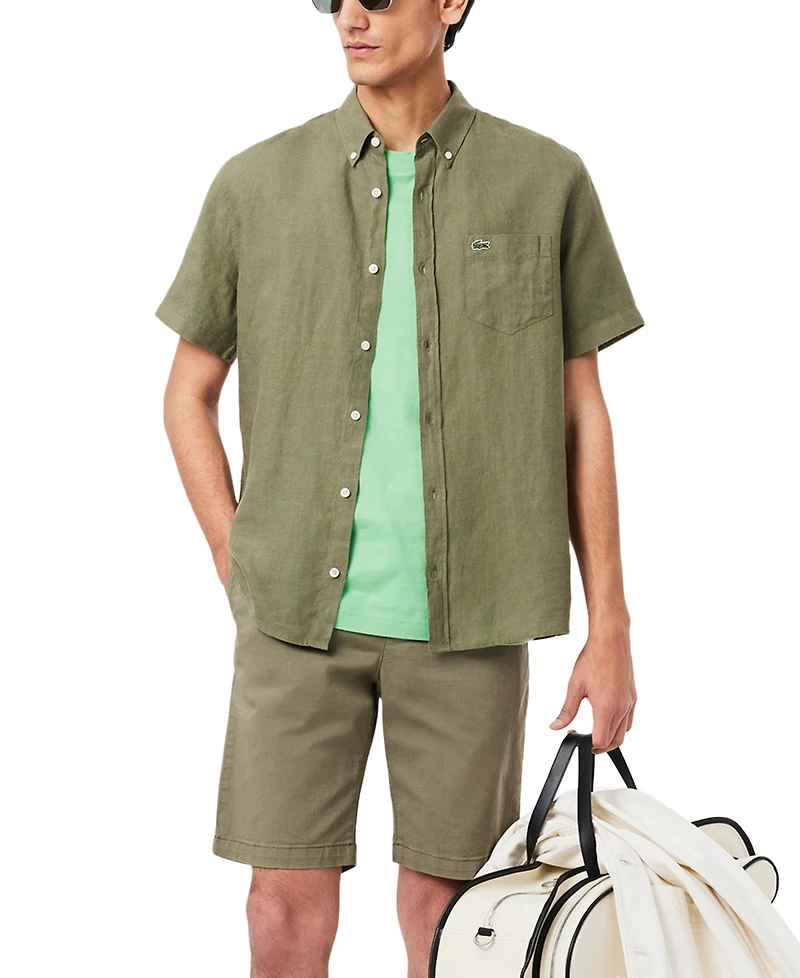 Lacoste Men's Regular-Fit Logo Linen Shirt