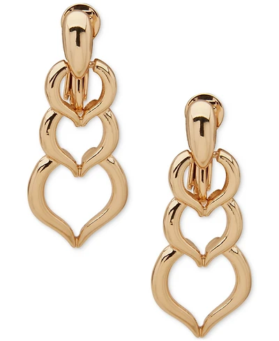 Anne Klein Gold-Tone Pear Stationed Clip-On Linear Drop Earrings