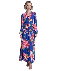 Halston Women's Button-Front Belted Maxi Dress