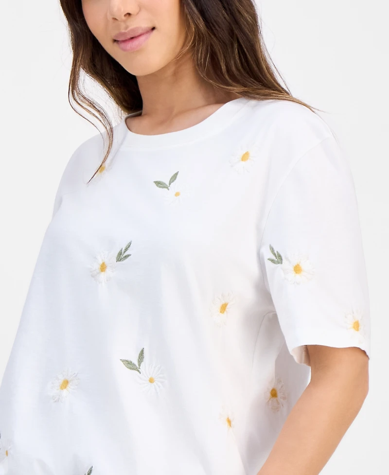 Driftwood Women's Daisy Embroidered Short-Sleeve T-Shirt