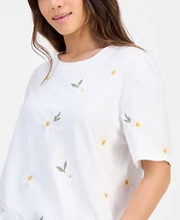 Driftwood Women's Daisy Embroidered Short-Sleeve T-Shirt