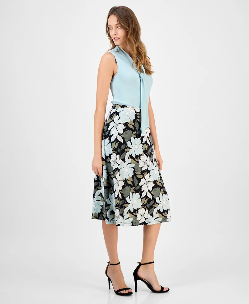 Kasper Women's Printed Pull-On Midi Skirt