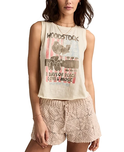 Lucky Brand Women's Cotton Woodstock American Flag Tank Top