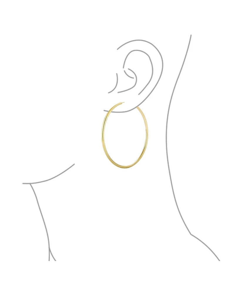 Bling Jewelry Set of 2 Minimalist Hoop Earrings 2MM Gold Plated 1.75 Inch & 2.5 Inch