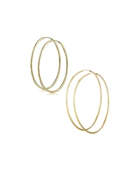 Bling Jewelry Set of 2 Minimalist Hoop Earrings 2MM Gold Plated 2 Inch & 2.75 Inch