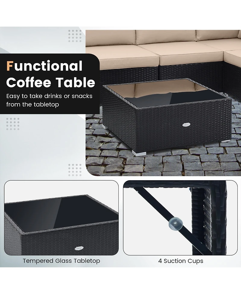 Gymax 10PCS Rattan Furniture Set Outdoor Wicker Sofa Table Cushioned Seat Patio