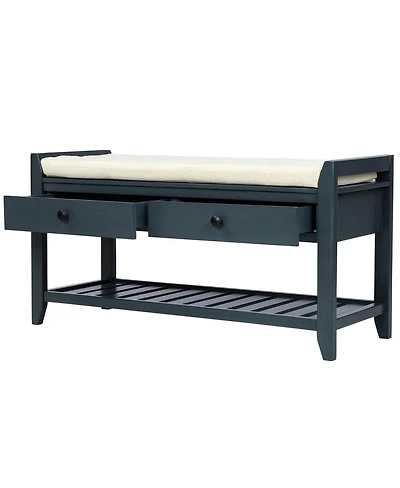 Entryway Storage Bench with Cushion Drawers and Shoe Rack for Organized Seating Footwear Small Spaces-The Pop Home