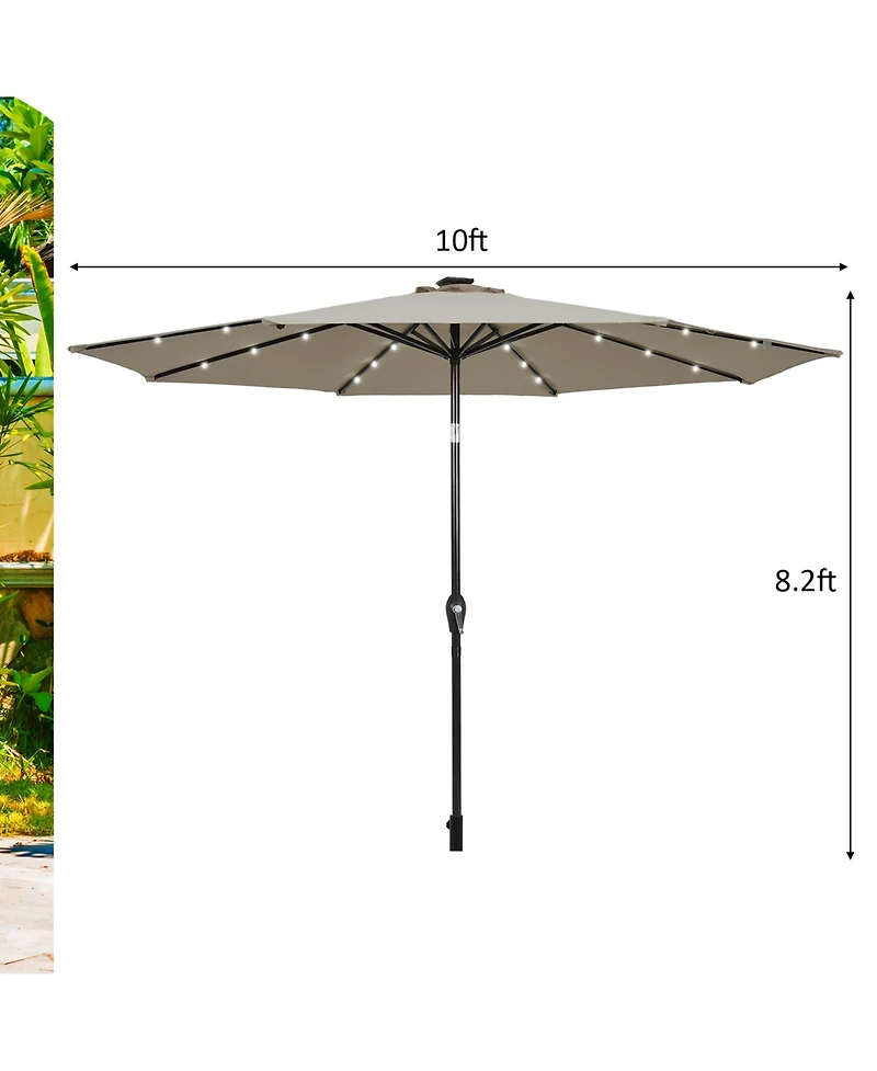 Gymax ft Patio Table Market Umbrella Yard Outdoor w/ Solar Led Lights