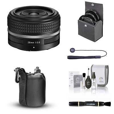 Nikon Nikkor Z 28mm f/2.8 Special Edition Lens, Bundle with Bower 52mm Video Filter Kit, Lens Pouch, Lens Cleaner, Cleaning Kit, Lens Cap Tether